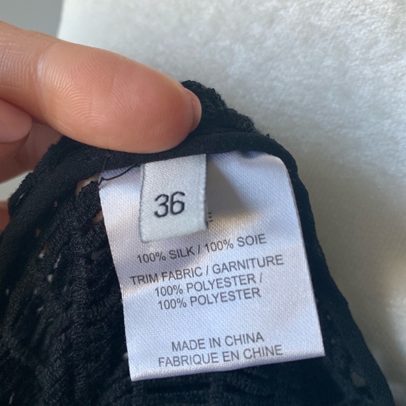 IRO Emmie BLACK lacework open sheer silk top 36 - Picture 7 of 8